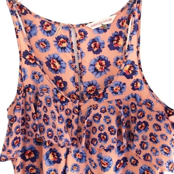 Rebecca Taylor Floral Ruffled Silk Tank Top 6 - Picture 6 of 9
